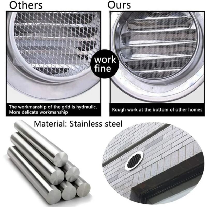 Round Ventilation Grille, Stainless Steel Vent Grille with Net, for 100 mm Opening V1188-MS-520-024