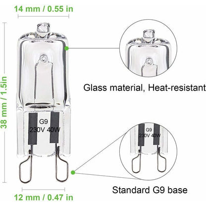 10 Pack G9 Oven Bulb, 40W 230V 300 Degree C, Dimmable Warm White, 480LM V1188-MS-520-033