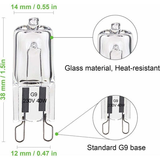 10 Pack G9 Oven Bulb, 40W 230V 300 Degree C, Dimmable Warm White, 480LM V1188-MS-520-033