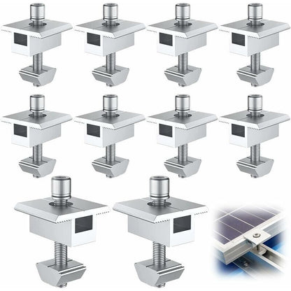 10 Pack Solar Panel Bracket, Aluminum T Shaped Center Terminals for PV Roof Mounting V1188-MS-520-034