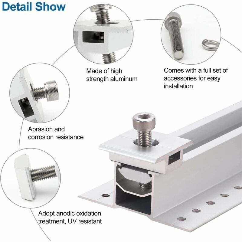 10 Pack Solar Panel Bracket, Aluminum T Shaped Center Terminals for PV Roof Mounting V1188-MS-520-034
