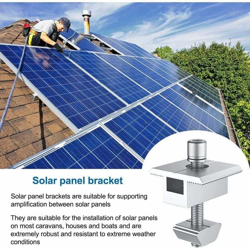 10 Pack Solar Panel Bracket, Aluminum T Shaped Center Terminals for PV Roof Mounting V1188-MS-520-034
