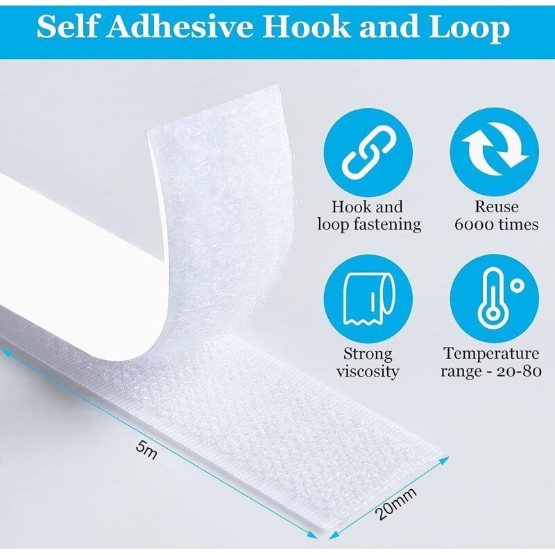 Double Sided Adhesive Tape for Sewing Carpet and Fabric, White, 5 m x 2 cm V1188-MS-520-035