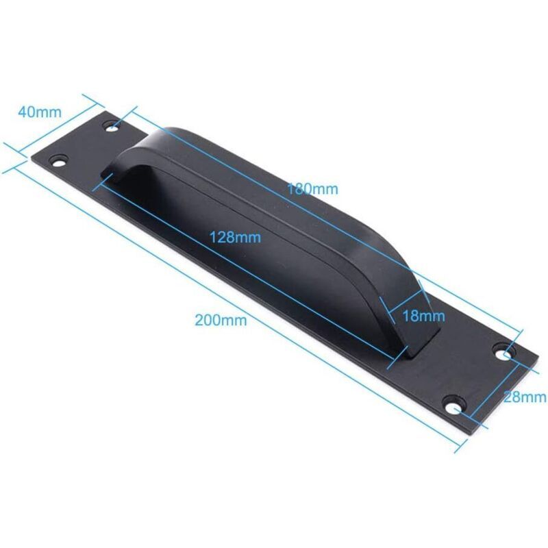 2 Pack Sliding Door Handle, Aluminum Alloy Cabinet and Cupboard Handle, Black, 20 x 4 cm V1188-MS-520-043