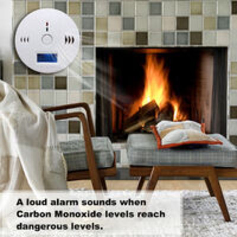 Smoke and Carbon Monoxide Detector Alarm, CO Sensor with LCD Display and Memory Function, Battery Operated V1188-MS-520-046