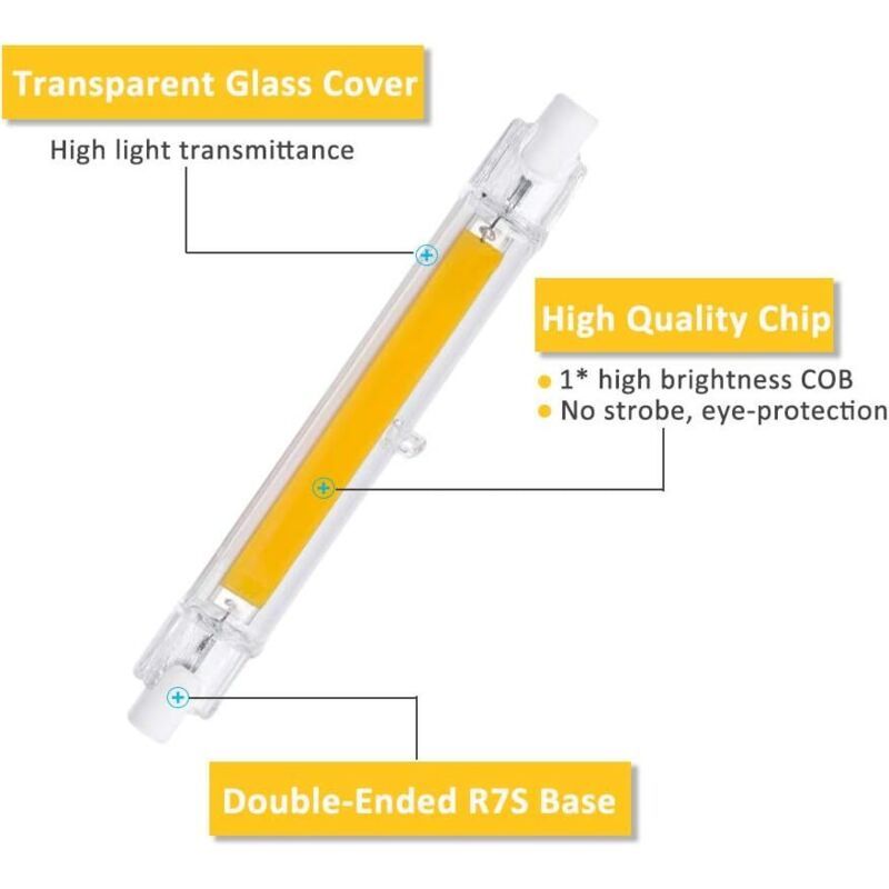 2 Pack R7S LED Bulb, J78 78 mm 5W 3000K Warm White 500LM, Non Dimmable, Replaces 40W 50W Halogen V1188-MS-520-050
