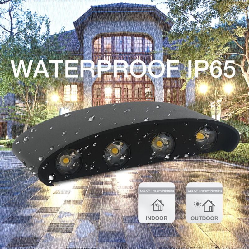 Wall Lamp, LED 8W IP65 Waterproof Aluminum Up Down Light, Warm White V1188-MS-520-052