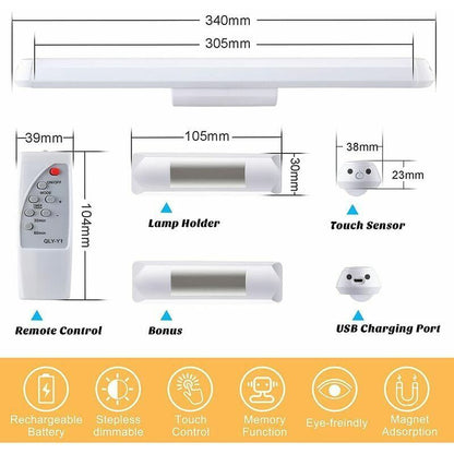 Dimmable LED Cupboard Lamp with Remote Control, Touch Rechargeable Wall Light, 34 cm V1188-MS-520-056