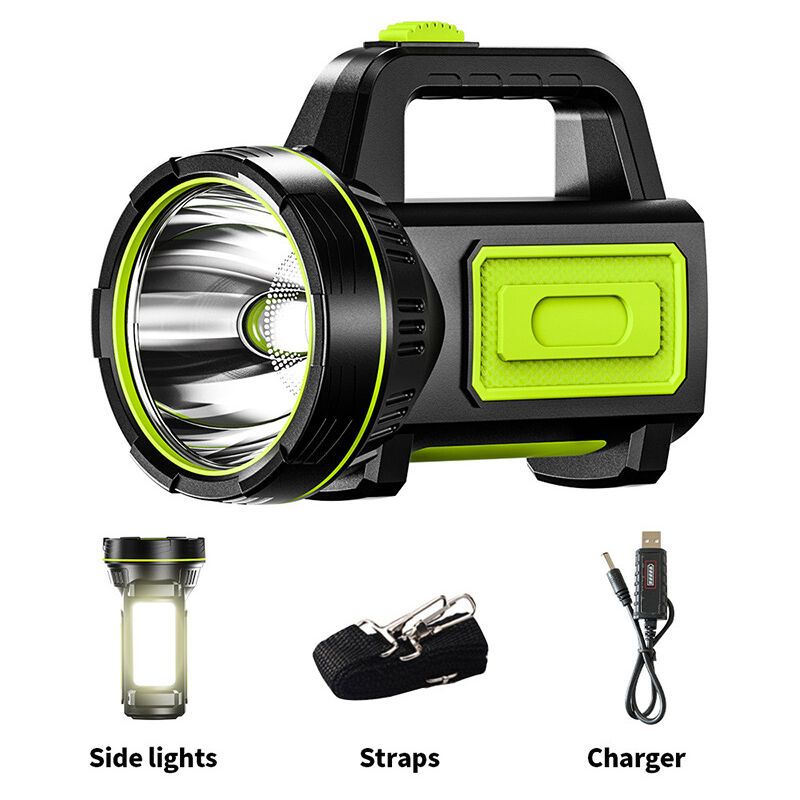 USB Rechargeable LED Flashlight with Side Light, Waterproof Emergency Torch V1188-MS-520-057