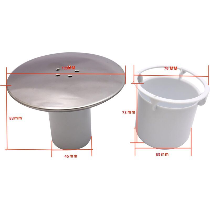 Shower Drain Stopper, Replacement Drain Cover, Chrome, 90 mm, 115 mm V1188-MS-520-059
