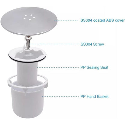 Shower Drain Stopper, Replacement Drain Cover, Chrome, 90 mm, 115 mm V1188-MS-520-059