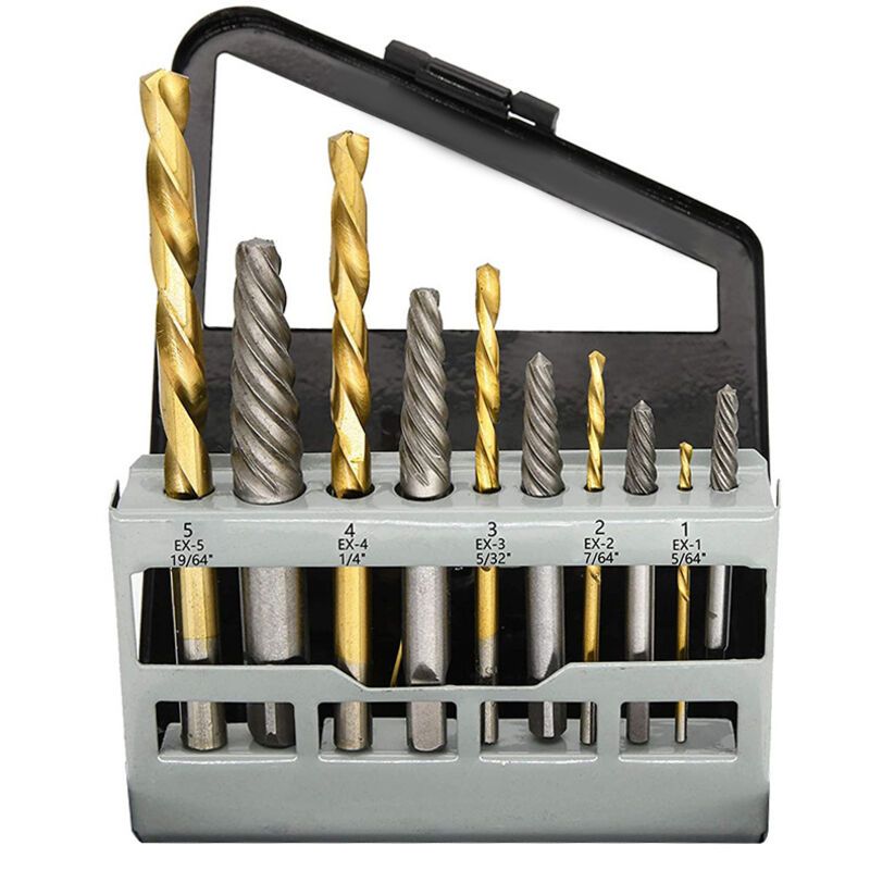 10 Pack Left Hand Screw Extractor and Drill Bit Set, Cobalt Countersink for Drill V1188-MS-520-063