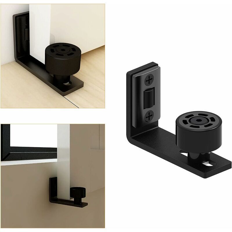 Sliding Door Floor Guide, Adjustable Black Bottom Guide for Sliding Wooden Door V1188-MS-520-064