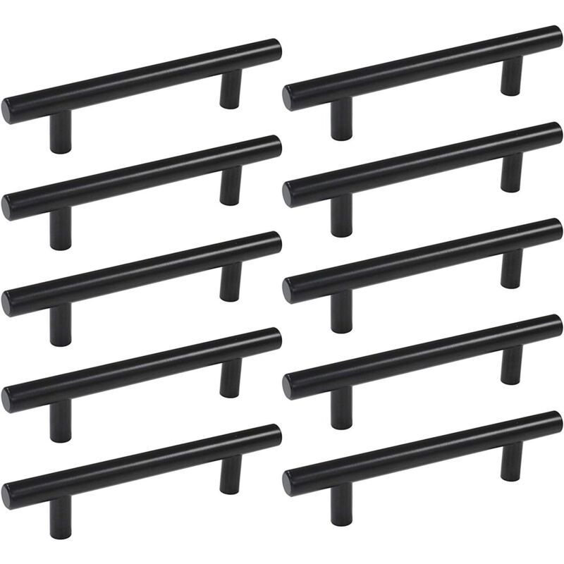 10 Pack Black Stainless Steel T Bar Cabinet Handle, 160 mm V1188-MS-520-067