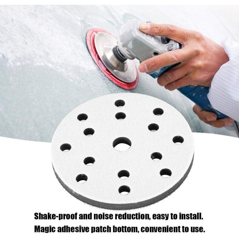 10 Pack Soft Sanding Pad, 15 Hole Soft Sponge Interface Pad, Diameter 150 mm V1188-MS-520-068