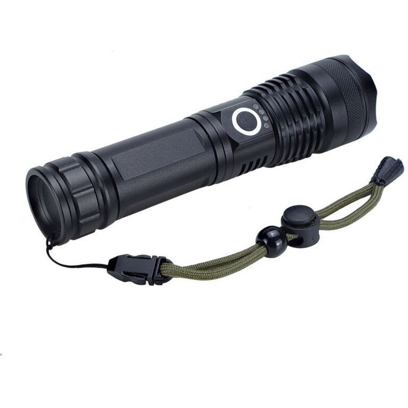 LED Flashlight, 5000 Lumens USB Rechargeable Tactical Torch, 5 Modes, Zoomable, Waterproof, 18650 Battery V1188-MS-520-074
