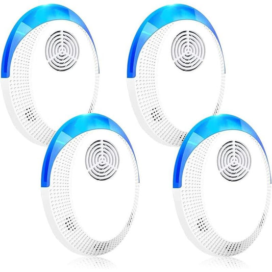 4 Pack Ultrasonic Mouse Repeller, Indoor Device for Mice, Rats, Mosquitoes, Cockroaches, Ants and Spiders V1188-MS-520-076