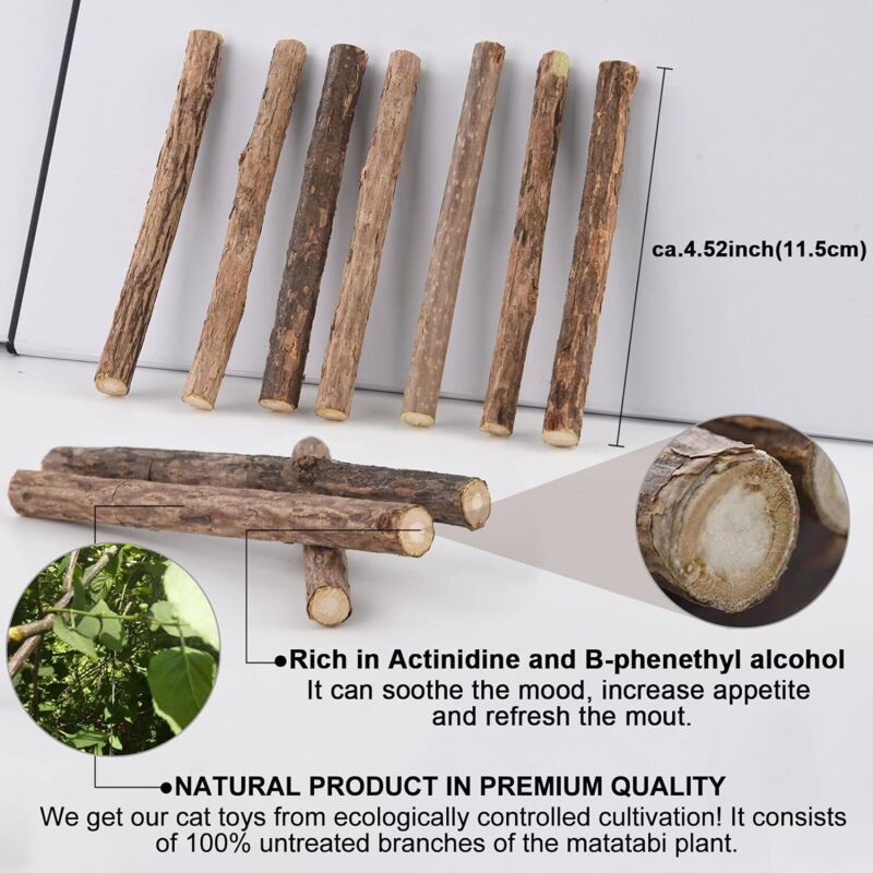 10 Pack Matatabi Sticks for Cats, Natural Dried Catnip Chew Toy V1188-MS-520-082