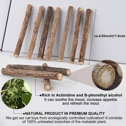 10 Pack Matatabi Sticks for Cats, Natural Dried Catnip Chew Toy V1188-MS-520-082