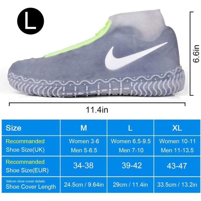 Reusable Silicone Shoe Covers with Non Slip Reinforced Sole, L 39 to 42 V1188-MS-520-084