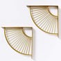2 Pack Floating Metal Shelf Brackets, Gold Fan Shaped Triangle Wall Brackets, 20 x 20 cm V1188-MS-520-087