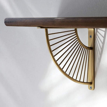 2 Pack Floating Metal Shelf Brackets, Gold Fan Shaped Triangle Wall Brackets, 20 x 20 cm V1188-MS-520-087