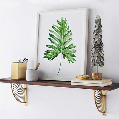 2 Pack Floating Metal Shelf Brackets, Gold Fan Shaped Triangle Wall Brackets, 20 x 20 cm V1188-MS-520-087