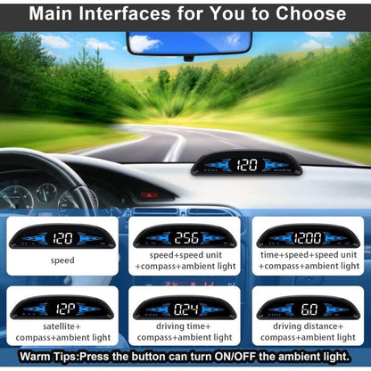 Car HUD GPS Speedometer, Universal Windshield Display with Overspeed Alarm, USB Plug and Play, 4 Inch V1188-MS-520-090