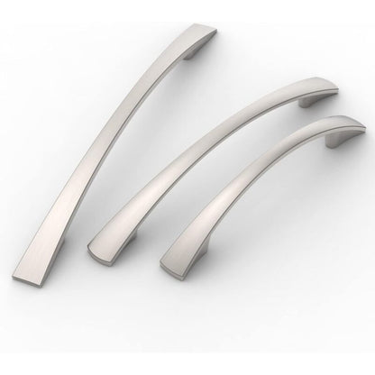 10 Pack Furniture Handles, Brushed Nickel Cupboard and Drawer Handles, 160 mm Hole Spacing V1188-MS-520-091
