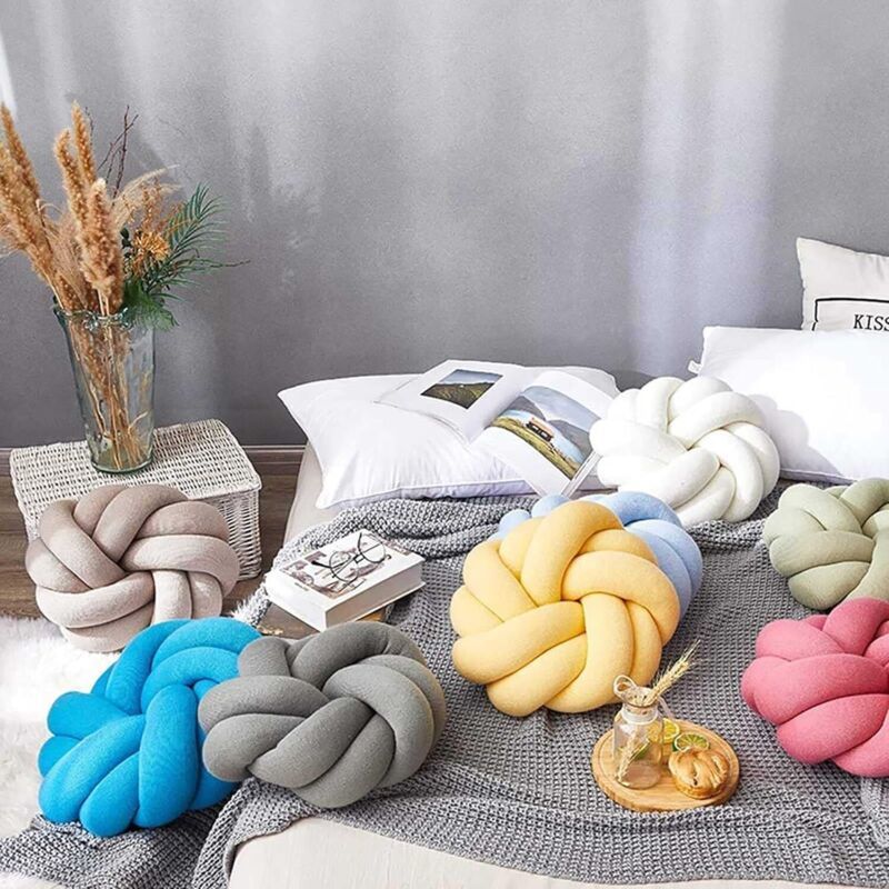Round Knotted Cushion, Milk White, 20 cm V1188-MS-520-092