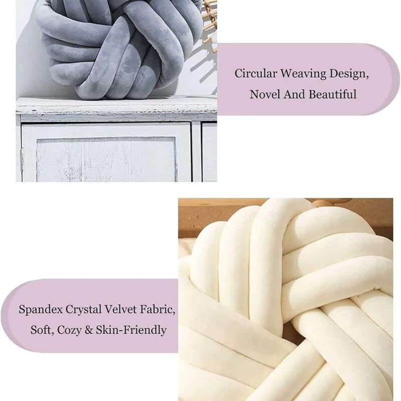 Round Knotted Cushion, Milk White, 20 cm V1188-MS-520-092