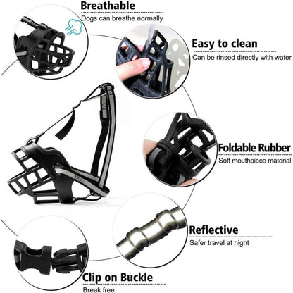 Dog Muzzle with Breathable Mesh and Nylon Headband for Small Medium and Large Dogs, L V1188-MS-520-093