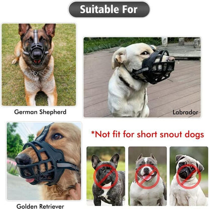 Dog Muzzle with Breathable Mesh and Nylon Headband for Small Medium and Large Dogs, L V1188-MS-520-093