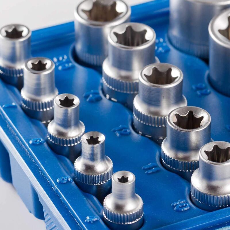 14 Piece E Torx Socket Set, E4 to E24 Hex Female Torx Wrench Socket and Bit V1188-MS-520-100