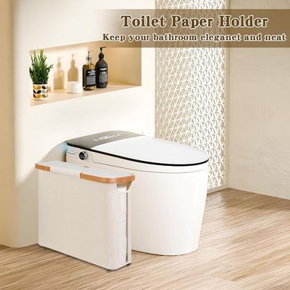 Toilet Paper Storage Basket with Lid, Holds 9-12 Rolls, Beige V1188-MS-525-002
