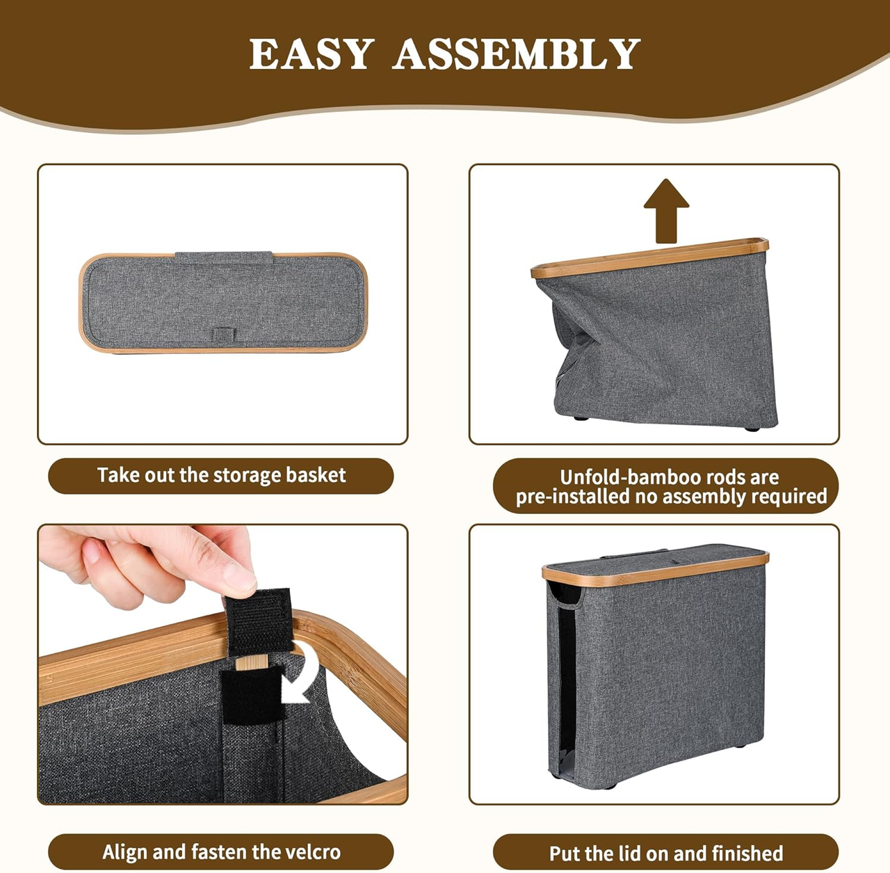 Toilet Paper Storage Basket with Lid, Holds 9-12 Rolls, gray V1188-MS-525-003