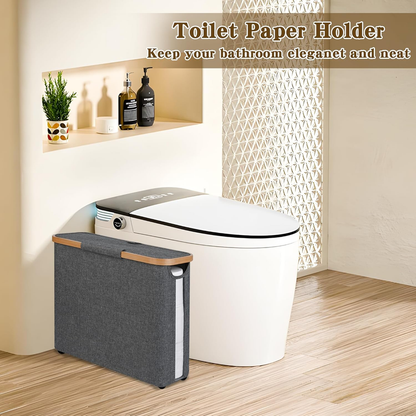 Toilet Paper Storage Basket with Lid, Holds 9-12 Rolls, gray V1188-MS-525-003