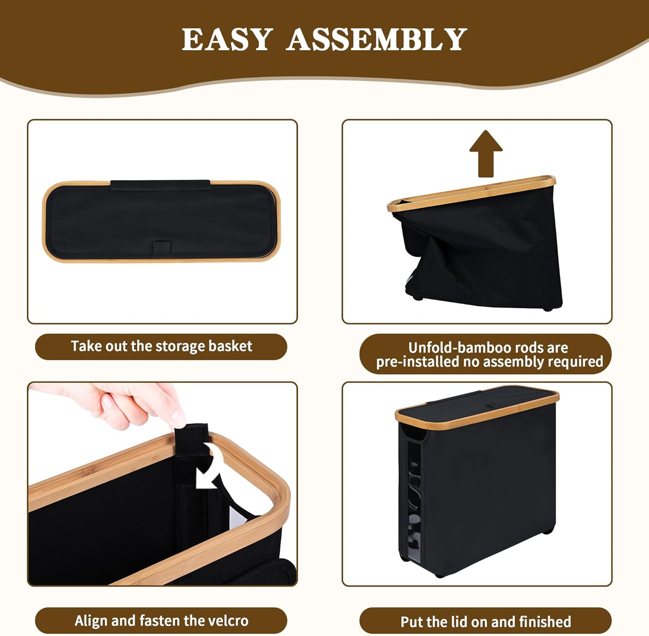 Toilet Paper Storage Basket with Lid, Holds 9-12 Rolls, black V1188-MS-525-004
