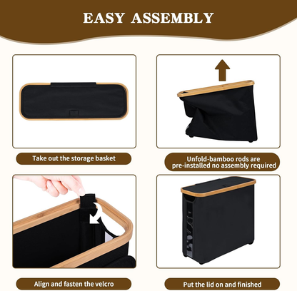 Toilet Paper Storage Basket with Lid, Holds 9-12 Rolls, black V1188-MS-525-004