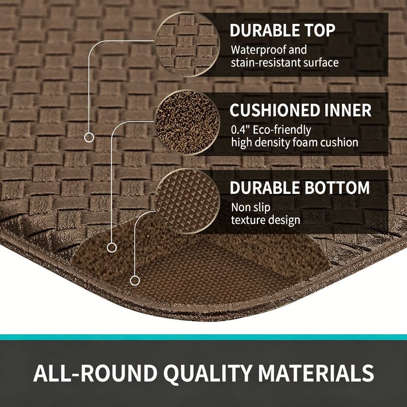 Brown Non-Slip Kitchen Mats , Easy Clean Stain Resistant Kitchen Rugs for Sink, Laundry, Office(44*75*0.8cm) V1188-MS-525-007