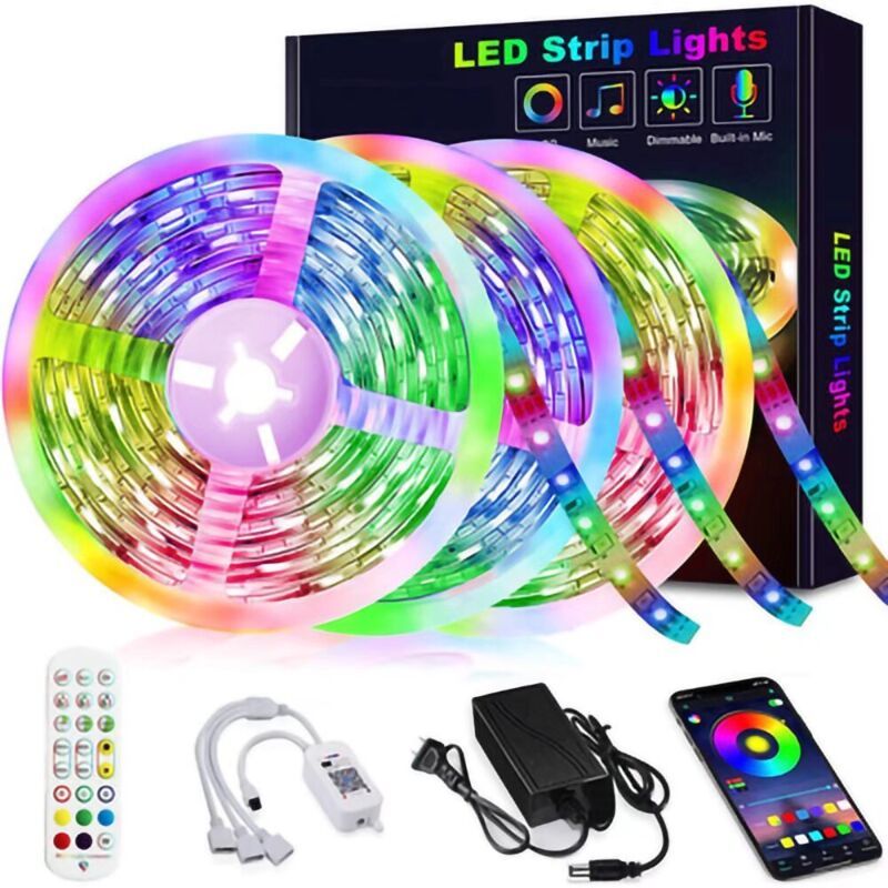 LED Strip Light 15M Bluetooth 5050 RGB 12V 270 LEDs with App Remote Controller V1188-MS-527-001