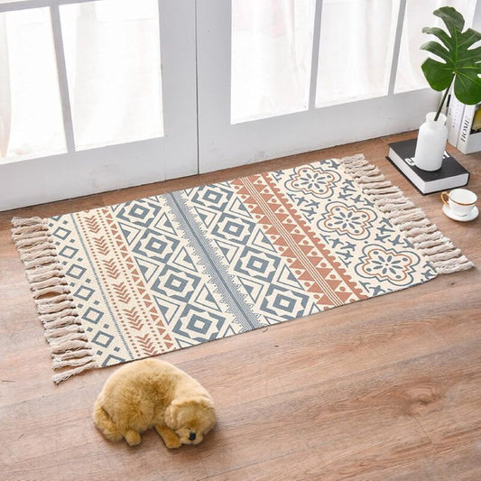 Bohemian Cotton Rug with Fringe for Living Room Bedroom, 60 x 90 cm V1188-MS-527-003
