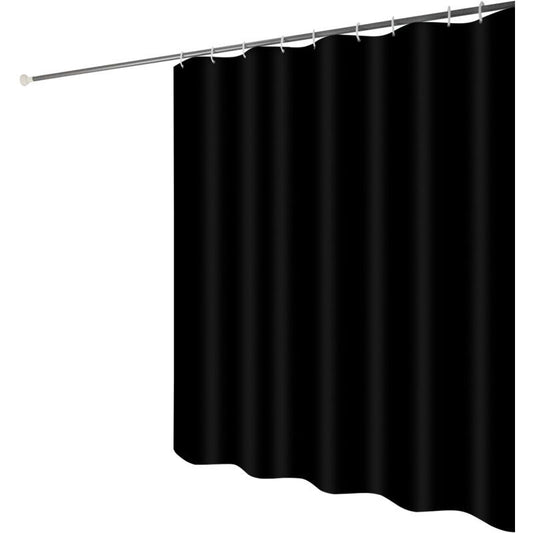 Anti Mildew Black Polyester Shower Curtain with Hooks, 100 x 180 cm V1188-MS-527-006