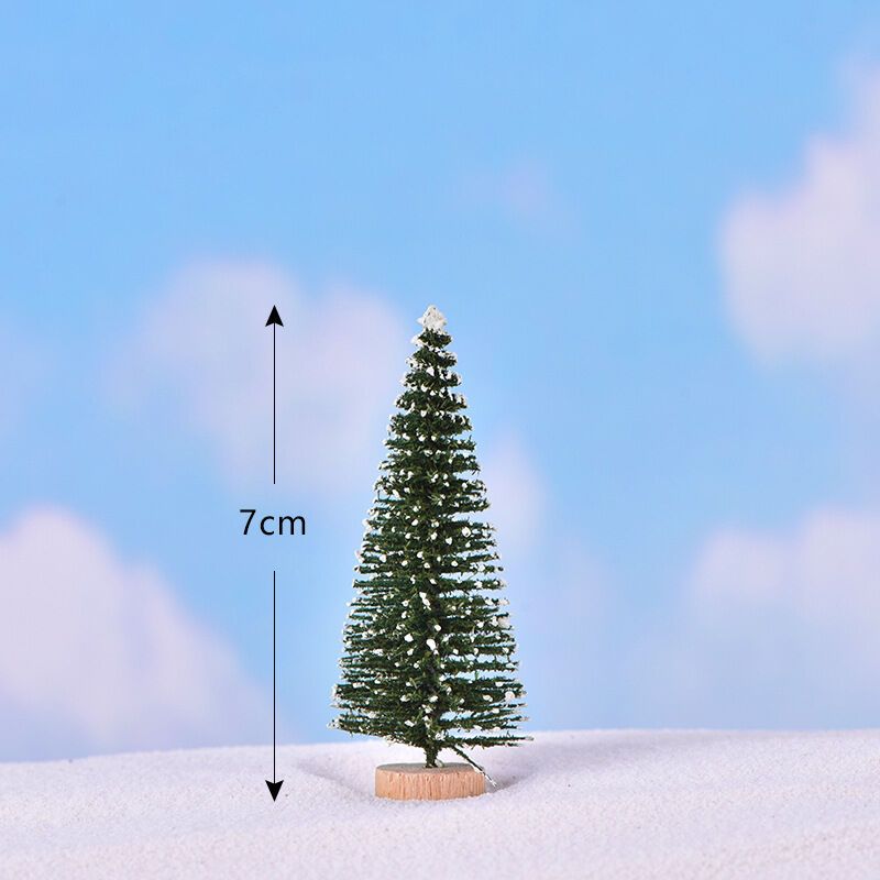 6 Pcs Mini Artificial Christmas Trees with Snow Flocking, 7 cm V1188-MS-527-007