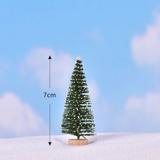 6 Pcs Mini Artificial Christmas Trees with Snow Flocking, 7 cm V1188-MS-527-007