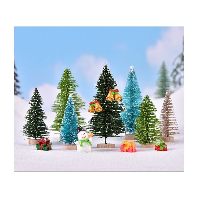 6 Pcs Mini Artificial Christmas Trees with Snow Flocking, 7 cm V1188-MS-527-007