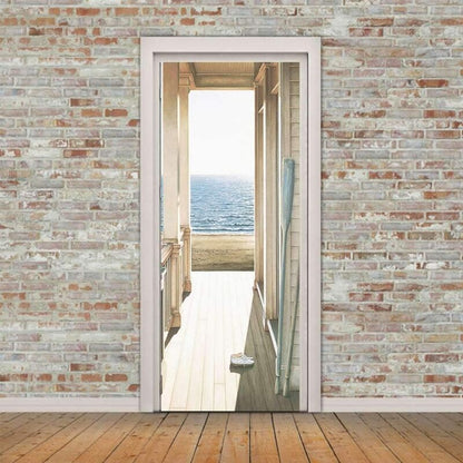2 Pcs 3D Self Adhesive Removable Door Stickers for Kitchen Bedroom Bathroom Wall, 38.5 x 200 cm V1188-MS-527-009