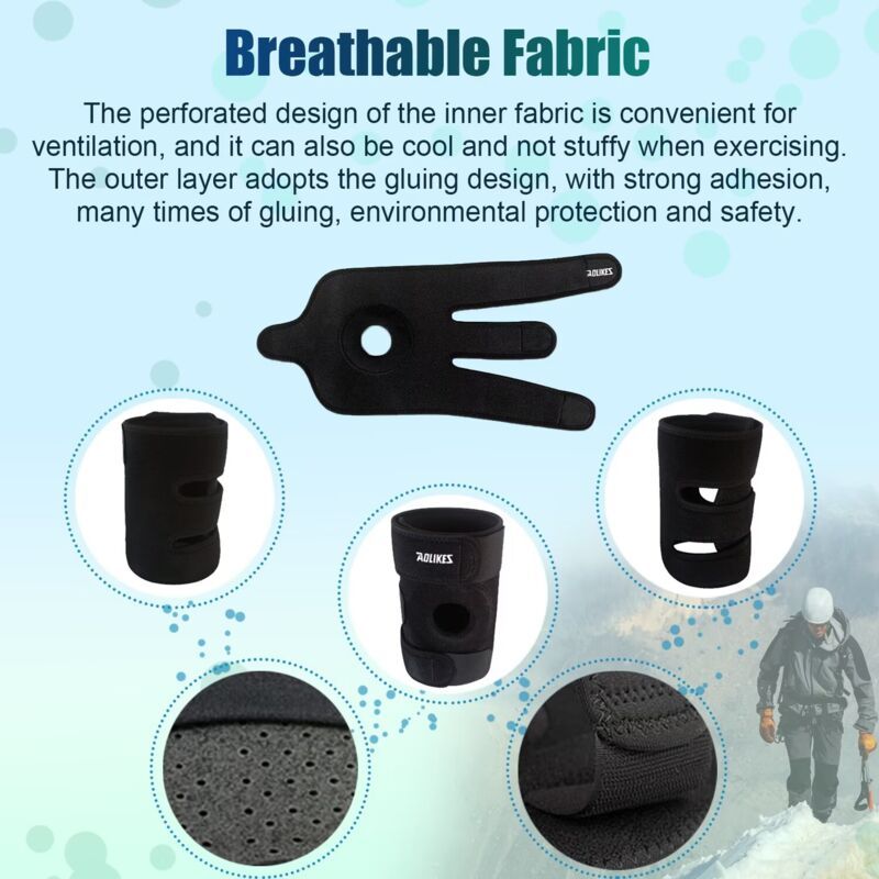 Adjustable Knee Brace Compression Sleeve for Pain Relief Meniscus Arthritis Workout V1188-MS-527-011