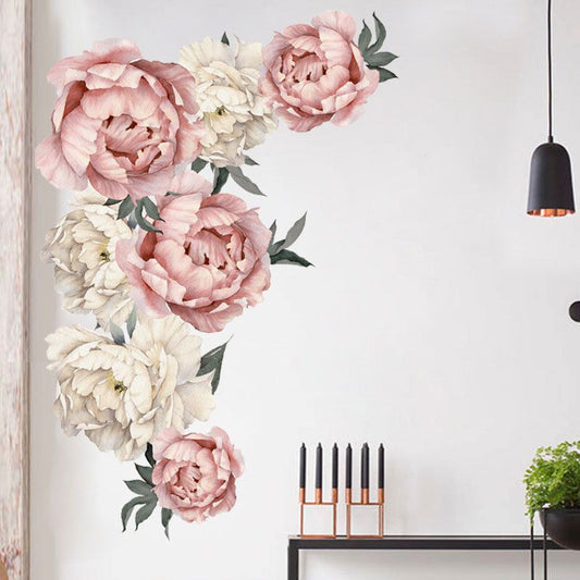 Rose Peony Flower Wall Stickers Floral Wallpaper Art for Living Room Bedroom, 40 x 60 cm V1188-MS-527-012