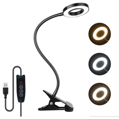 7W USB Clip Desk Lamp 48 LEDs 3 Colors 10 Brightness Levels Black V1188-MS-527-014